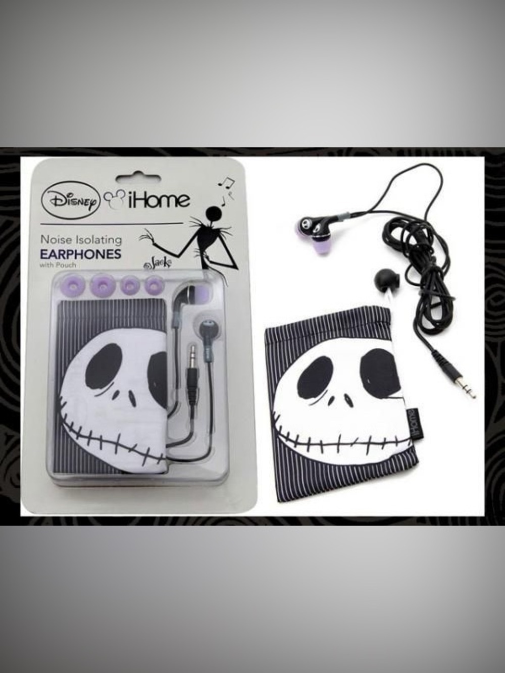 Jack Skellington earphones w pouch disney ihome nightmare Before Christmas